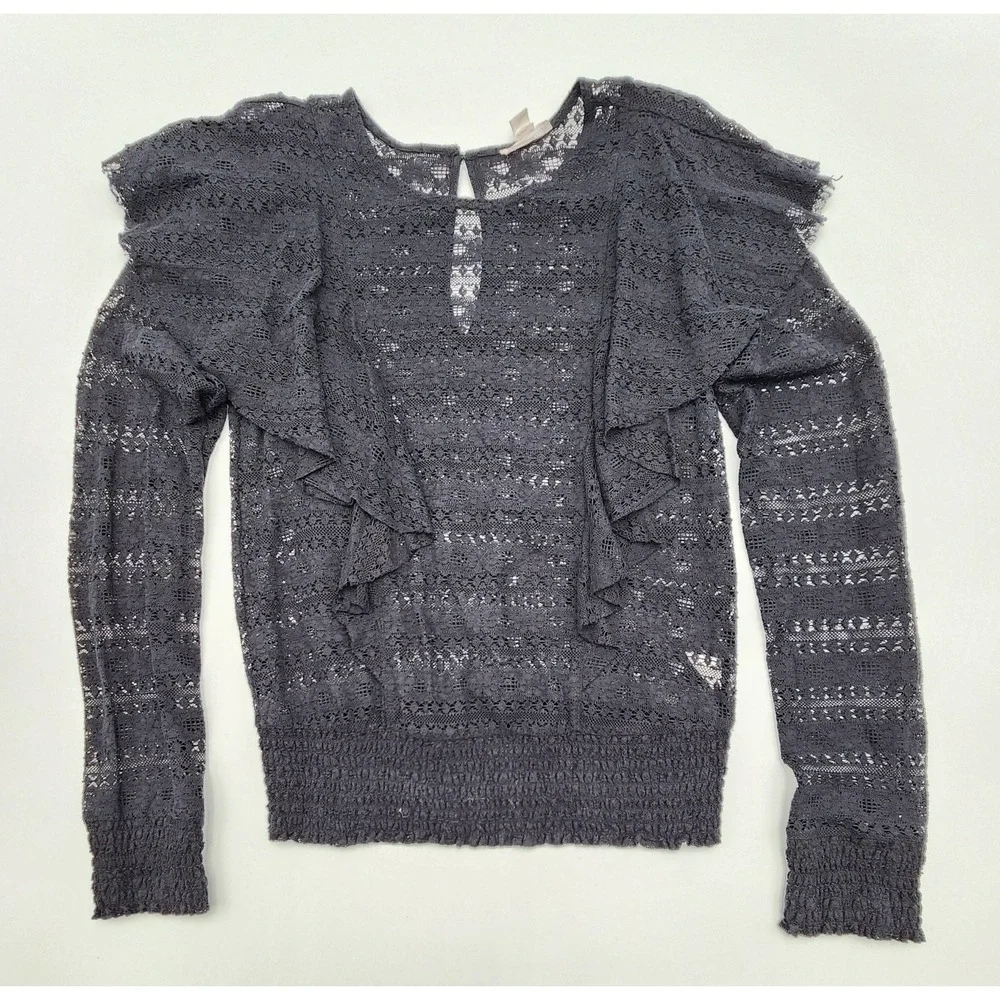 MELROSE‎ AND MARKET NAVY BLUE SWEATER SIZE S WOMENS LACY TOP